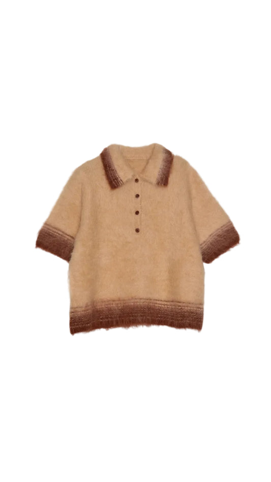 Compact Knit Polo in Caramel Pudding