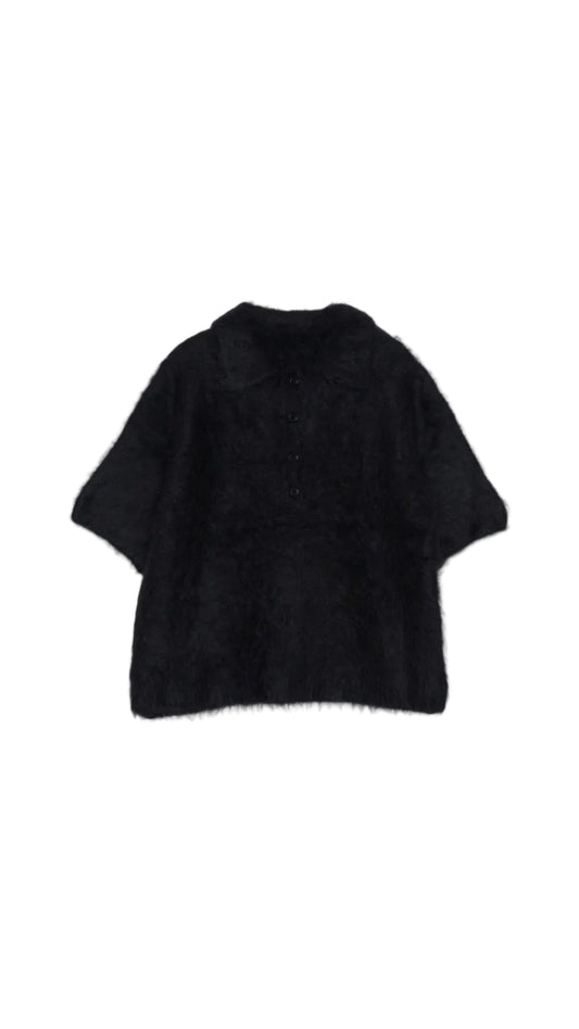 Compact Knit Polo in Black