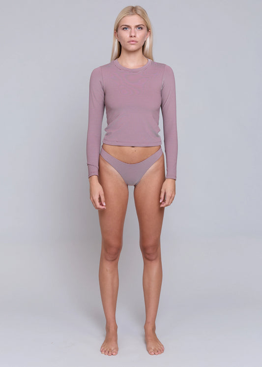 Bobbi Two Tone Rib Bottom- Marsala