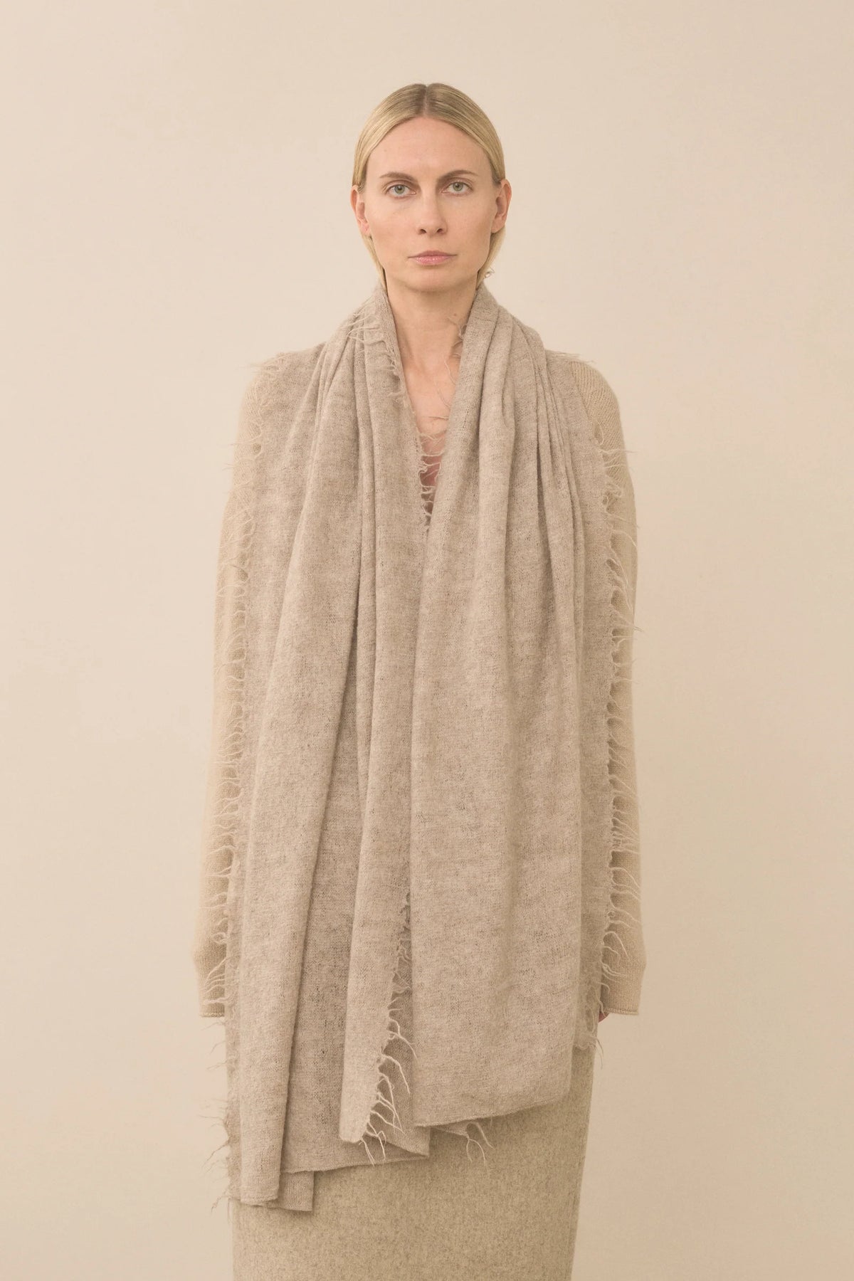 Soft Fringe Scarf- Pebble
