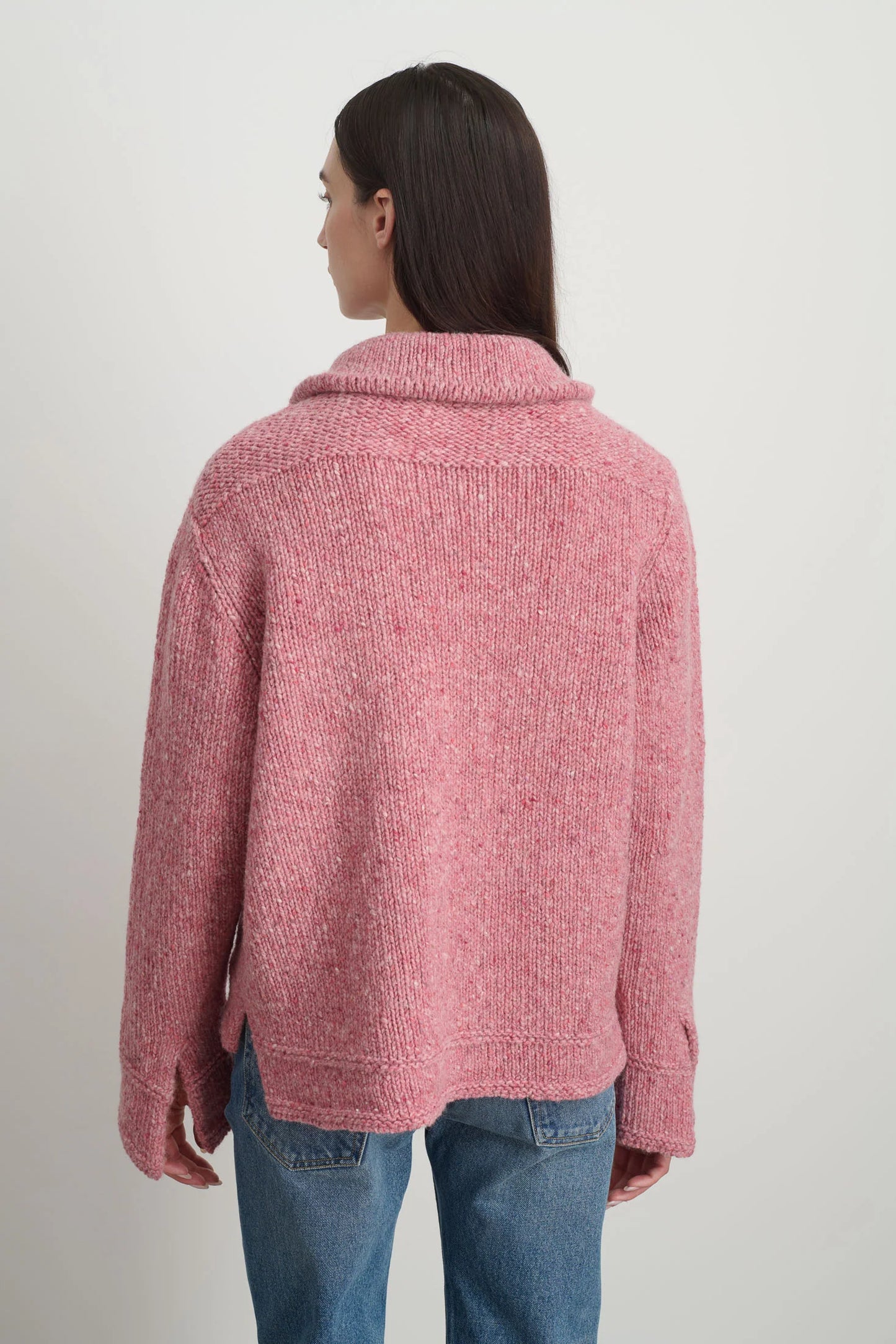 Zip Knit Jacket Cameo Pink Donegal