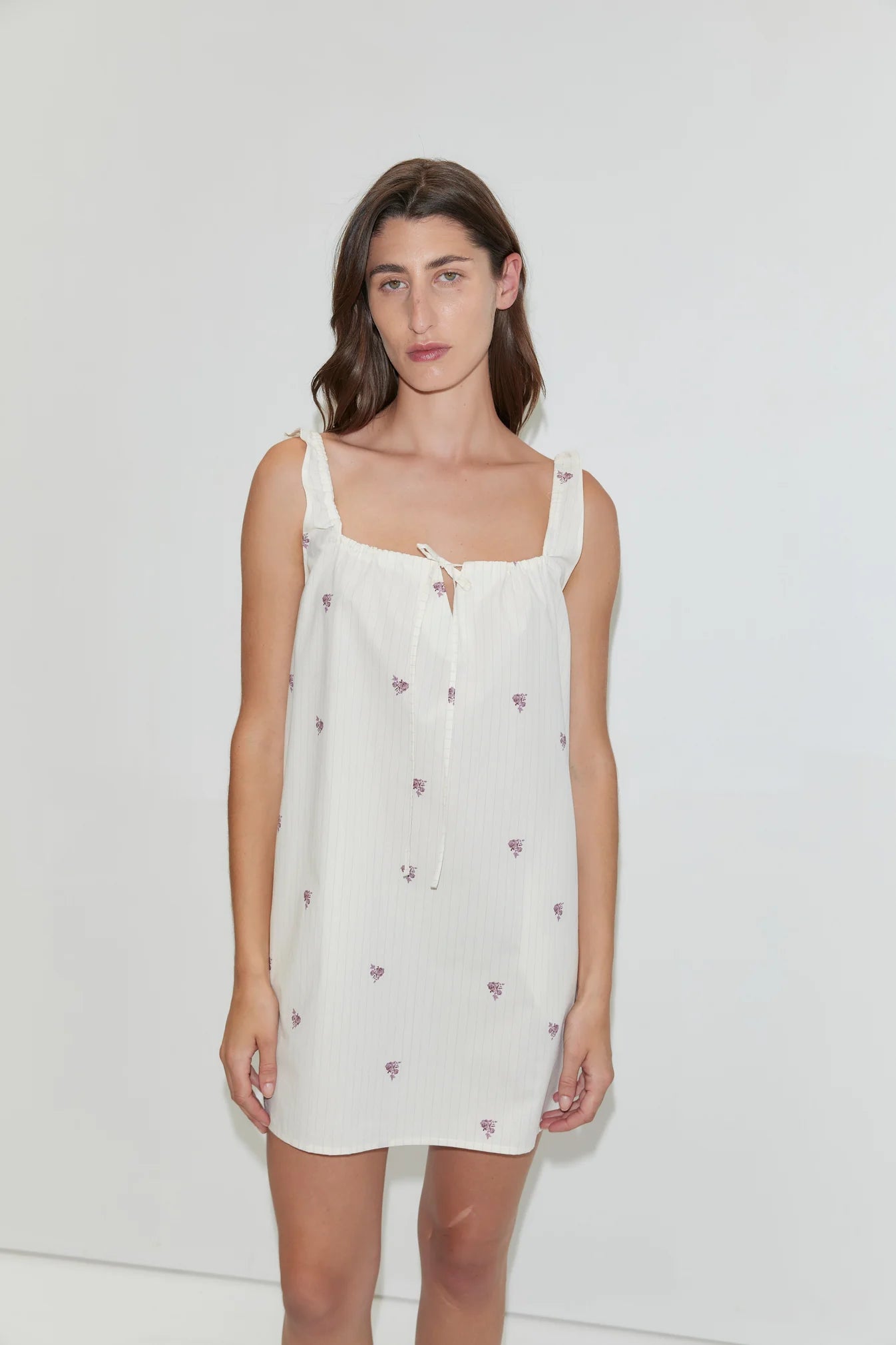 Bow Dress Floral Stripe