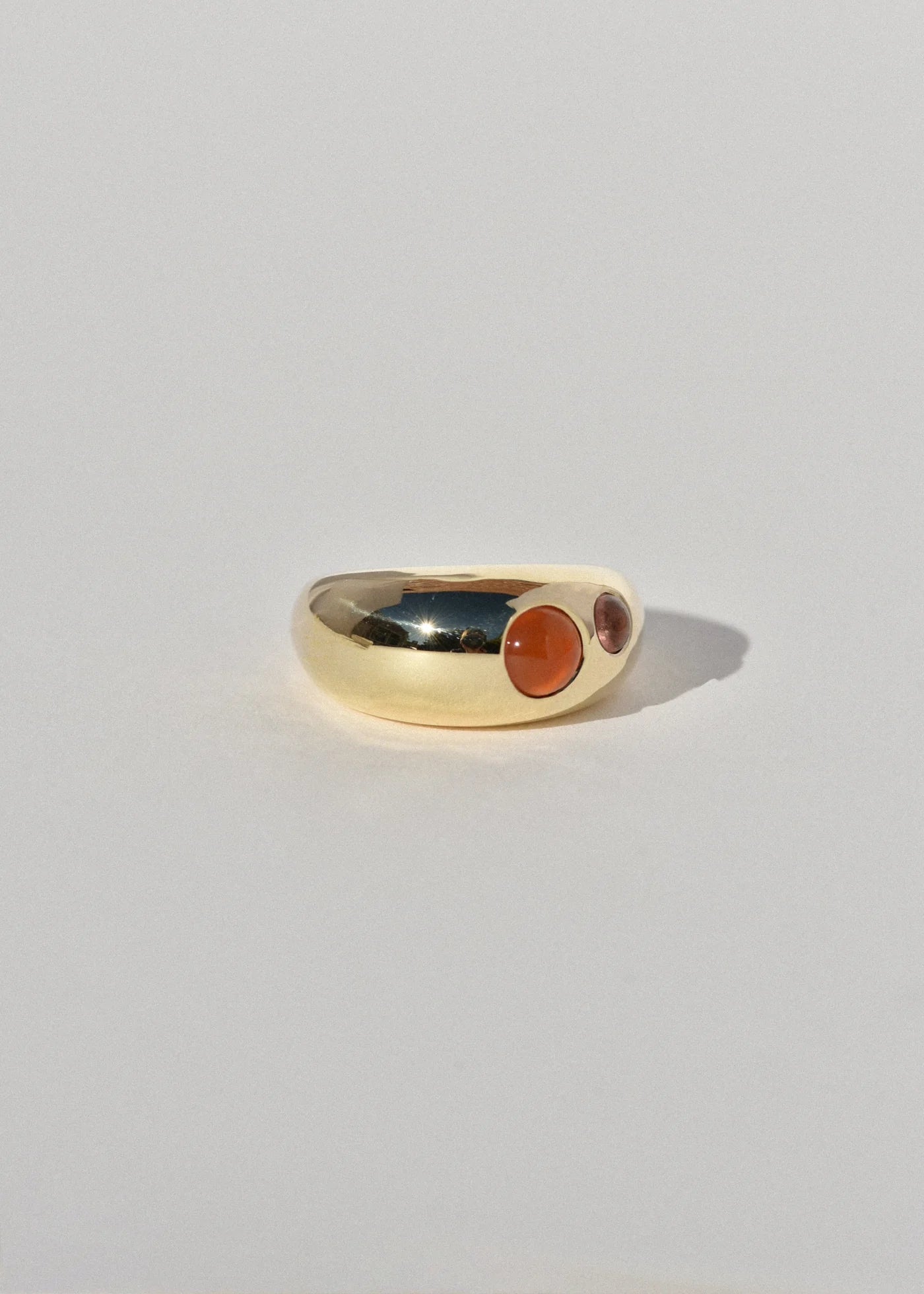 Pebble Ring Brass with Carnelion & Sunstone