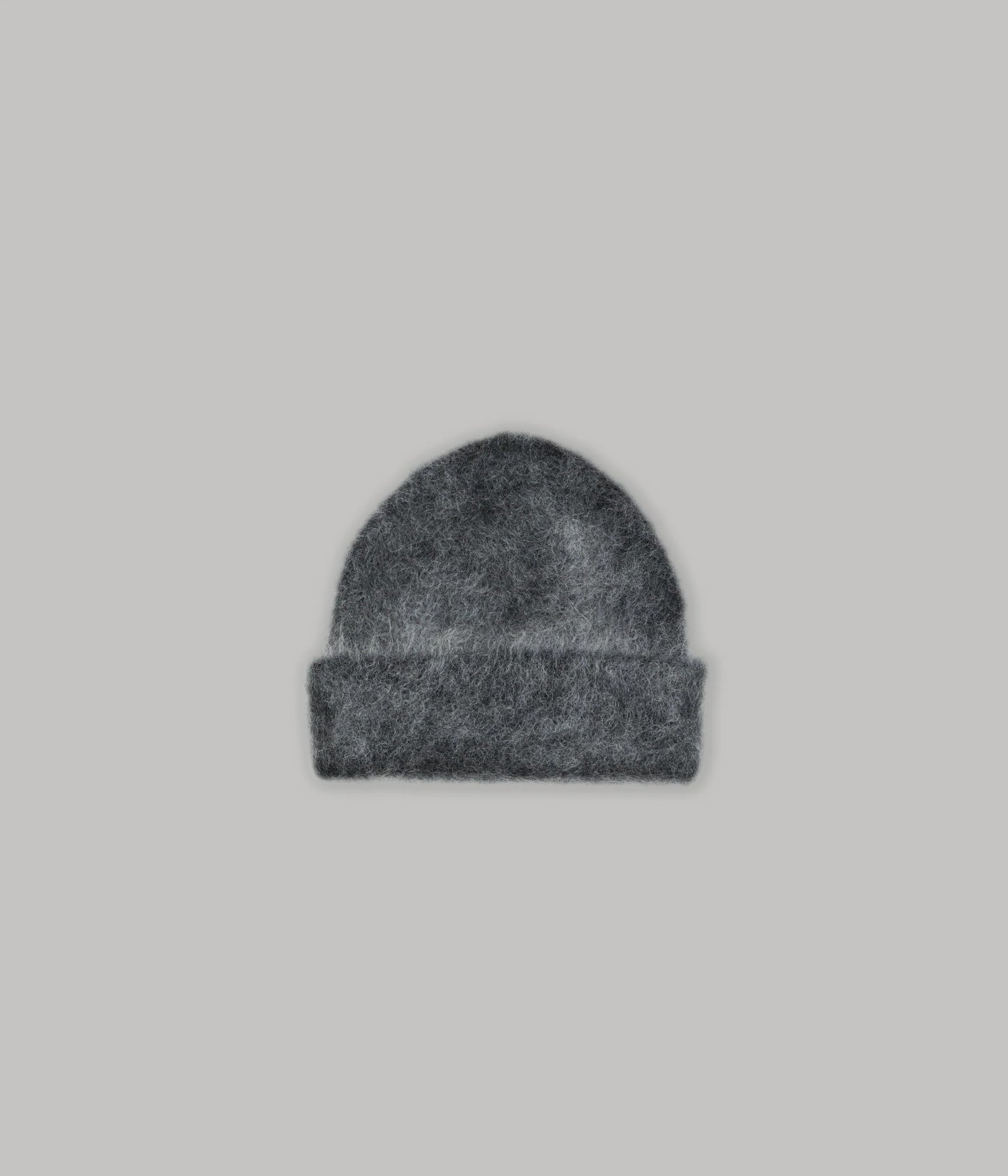 Brushed Mohair Beanie in Charcoal