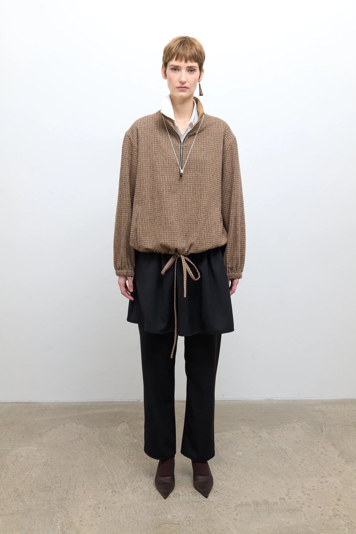 JAPANESE CHECK COTTON/WOOL TWILL MILES PULLOVER