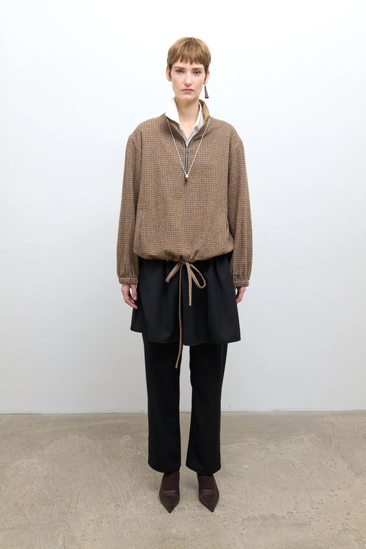 JAPANESE CHECK COTTON/WOOL TWILL MILES PULLOVER