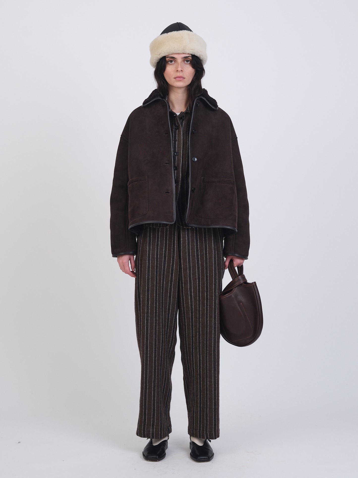 SUEDE BACK CURLY HAIR AVIS JACKET (Chocolate)