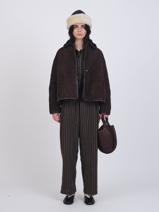 SUEDE BACK CURLY HAIR AVIS JACKET (Chocolate)