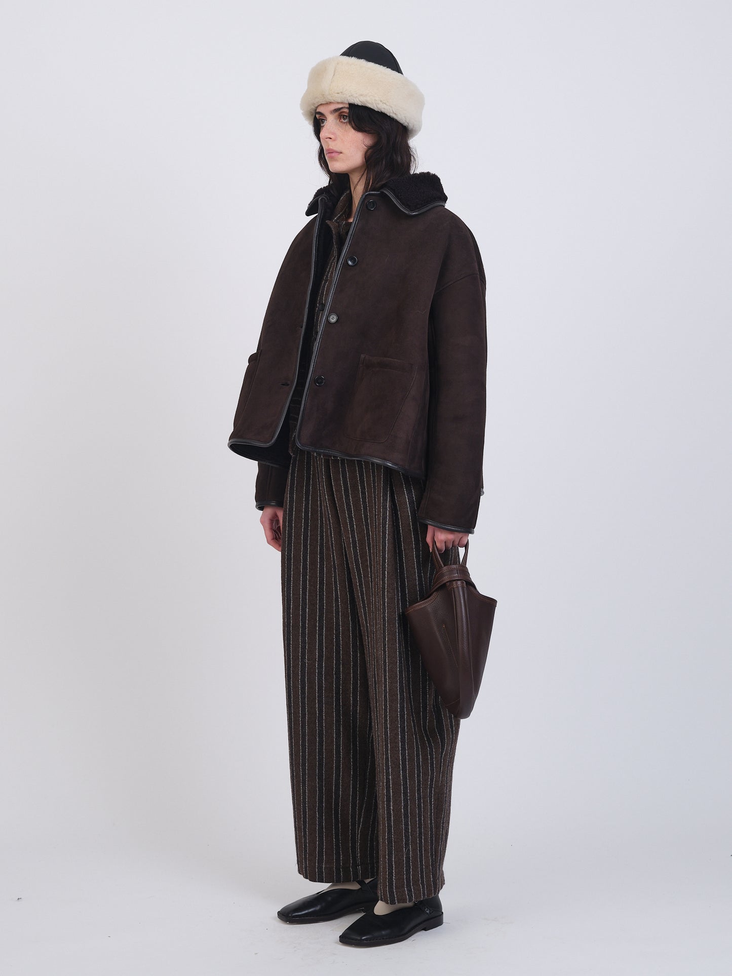 SUEDE BACK CURLY HAIR AVIS JACKET (Chocolate)