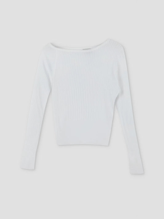 Shoulder Knit Top- White