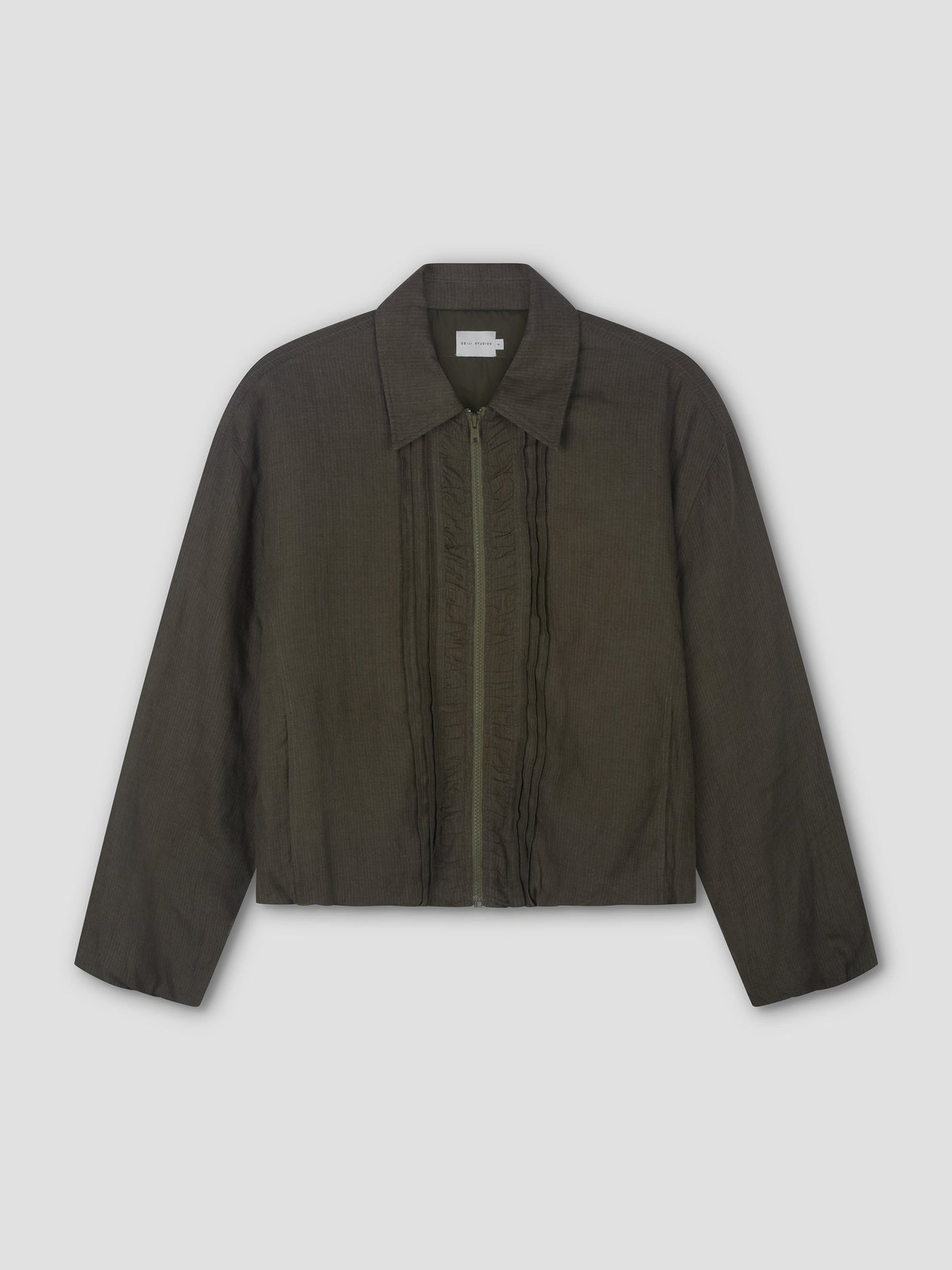 Pintuck Jacket- Khaki Stripe