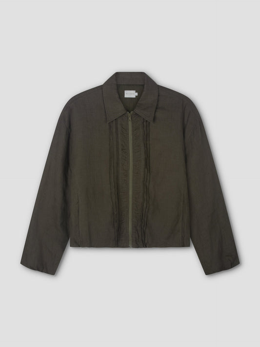 Pintuck Jacket- Khaki Stripe