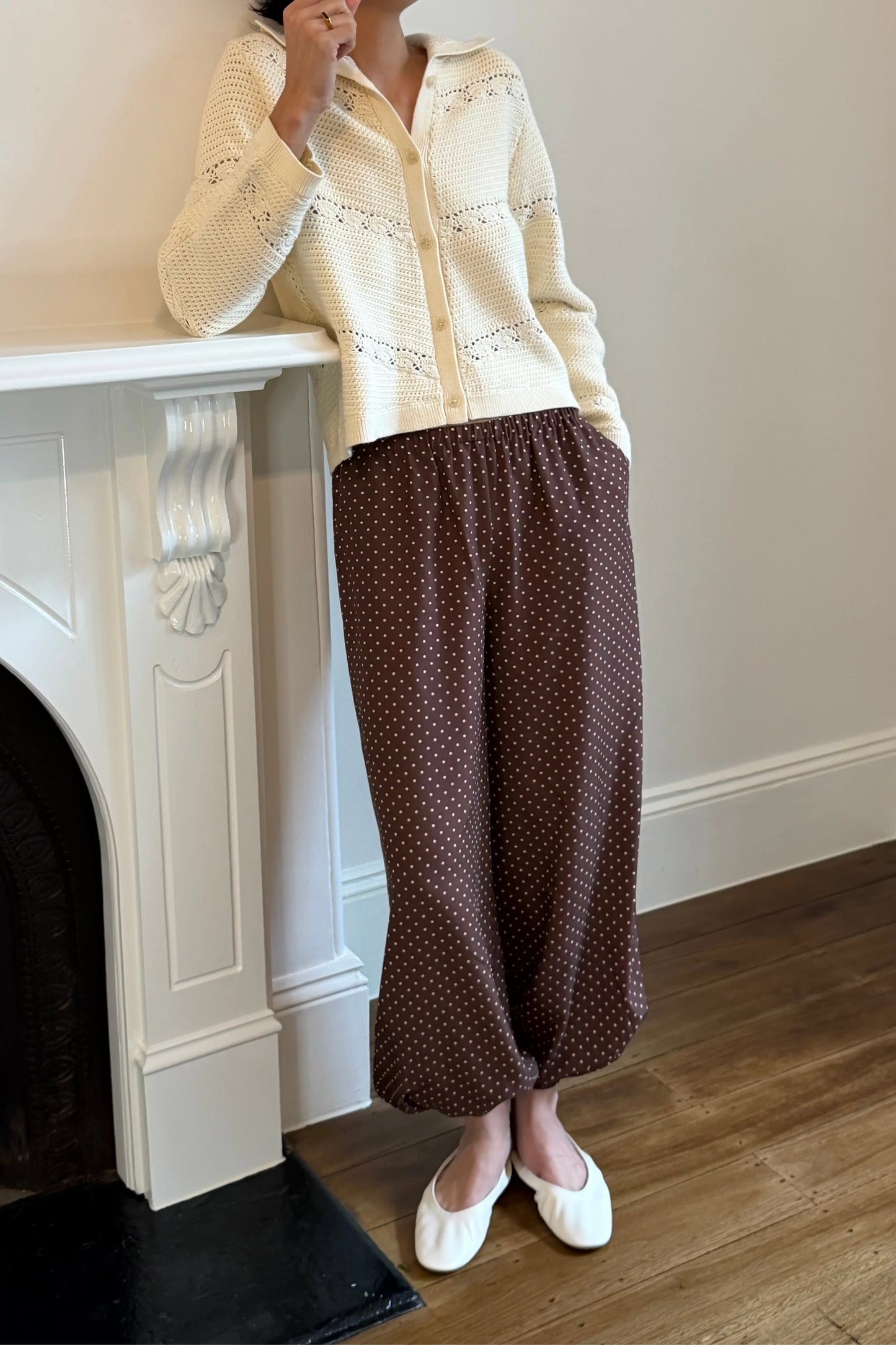 Evie Polka Dot Balloon Pants- Chocolate Vanilla