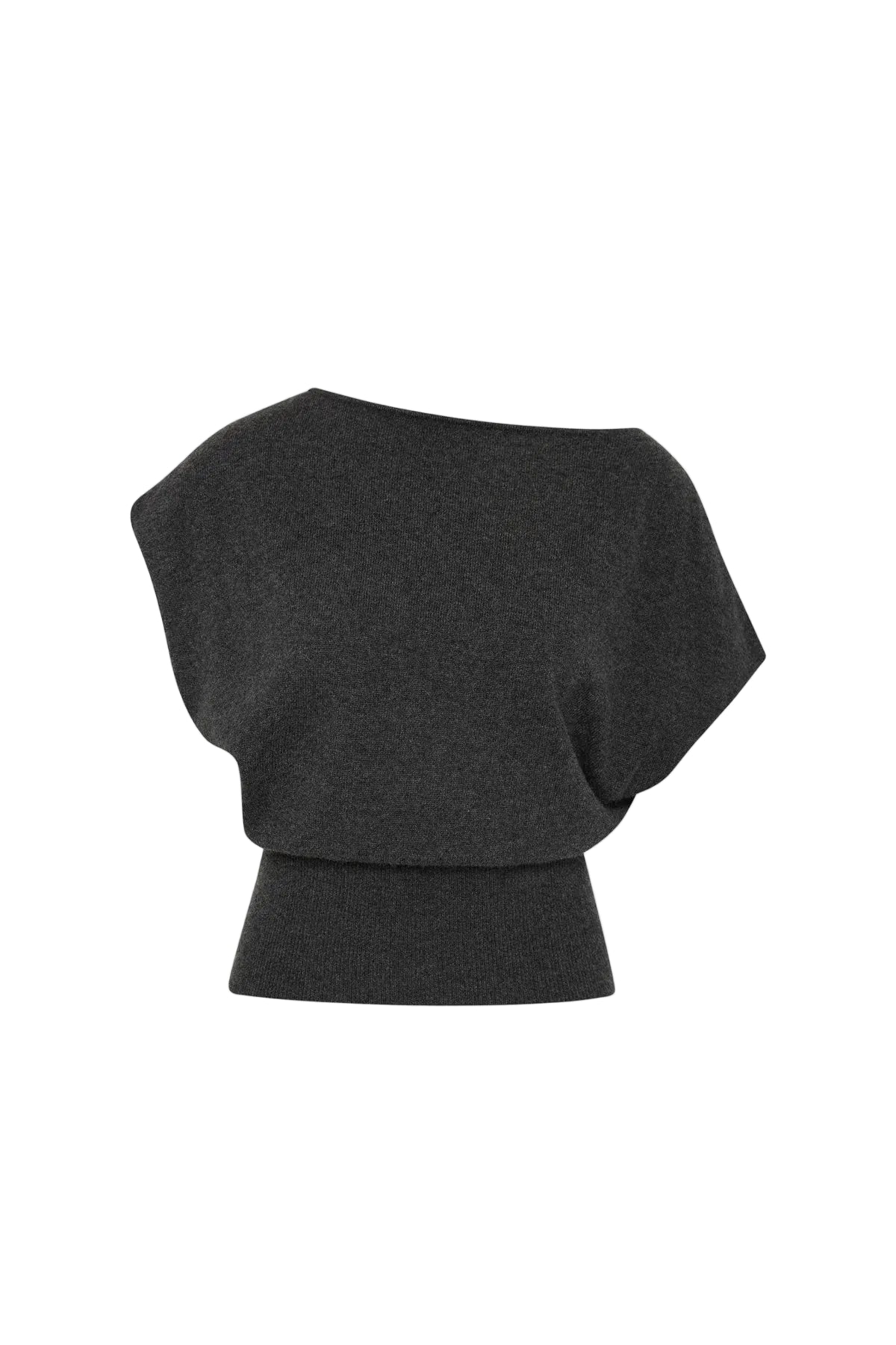 Cashmere Asymm Top - Charcoal Melange