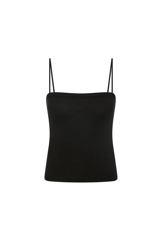 Organic Cotton Square Neck Cami - Black