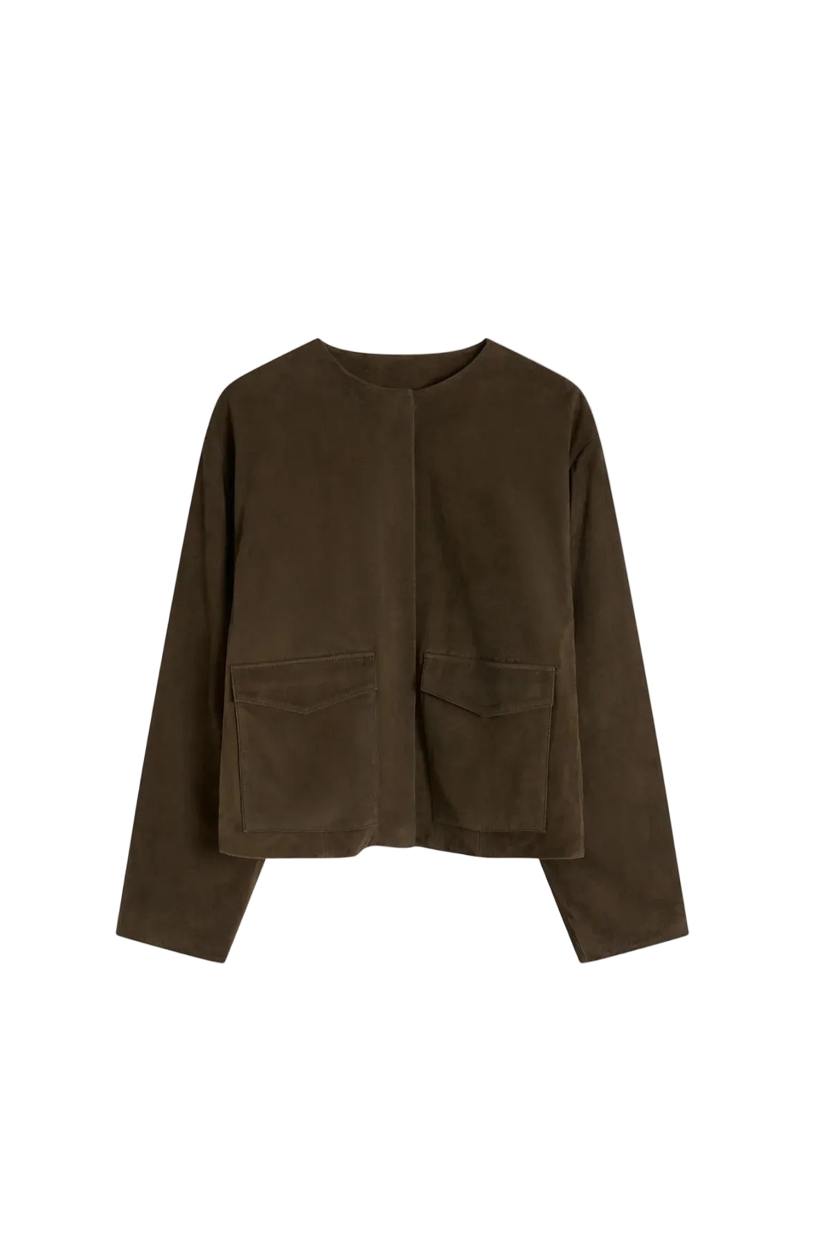 Suede Utility Cocoon Bomber-Khaiki
