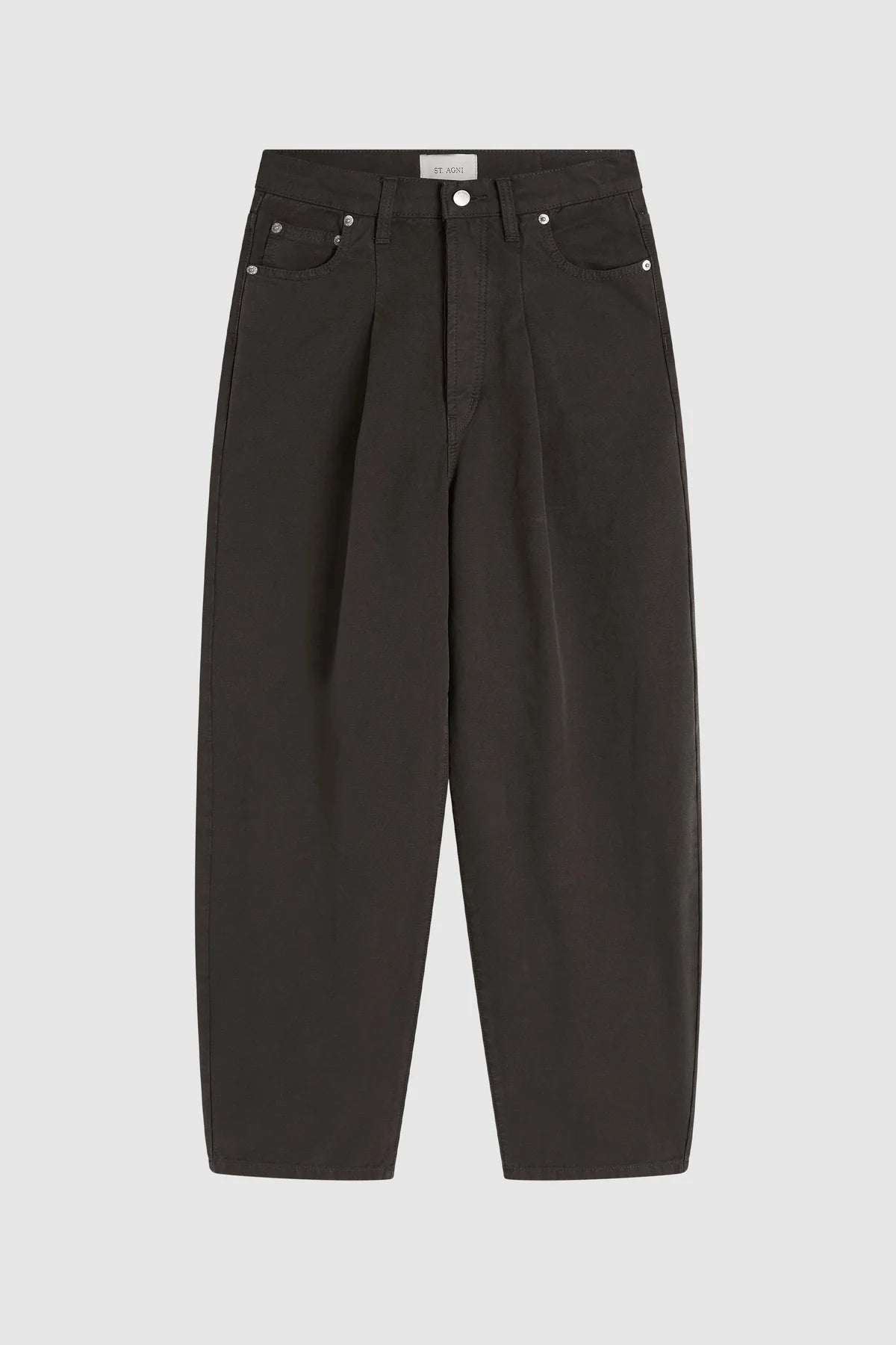 Canvas Mid Rise Barrel Jeans- Ash