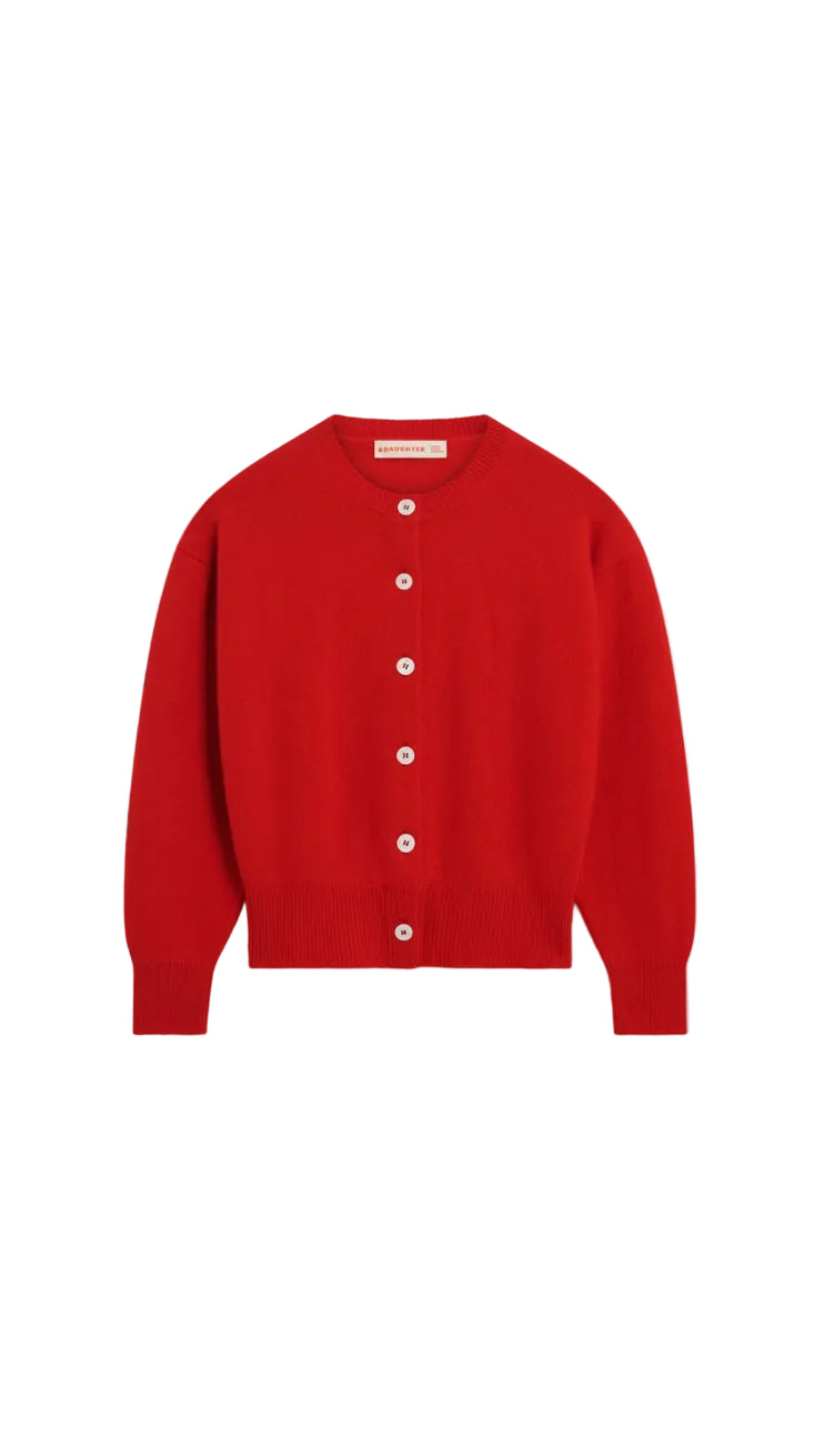 Ada Crewneck Cardigan - Poppy Red