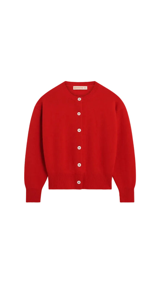 Ada Crewneck Cardigan - Poppy Red