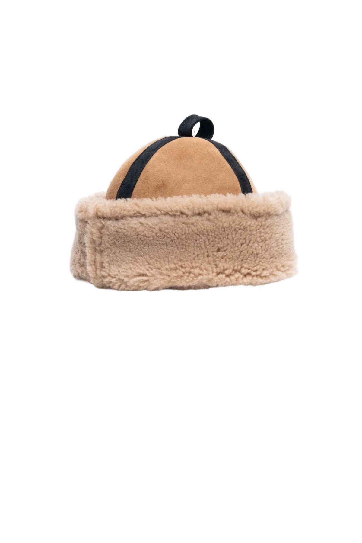 SUEDE BACK CURLY HAIR CONTRAST BOUND PANEL CAP