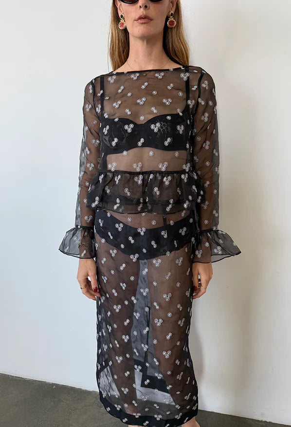 Andria Black Organza Top
