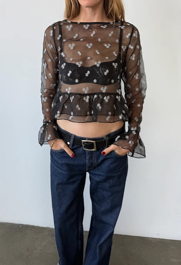 Andria Black Organza Top