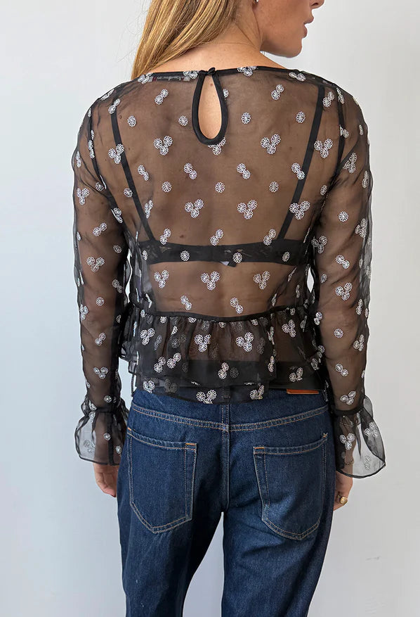 Andria Black Organza Top