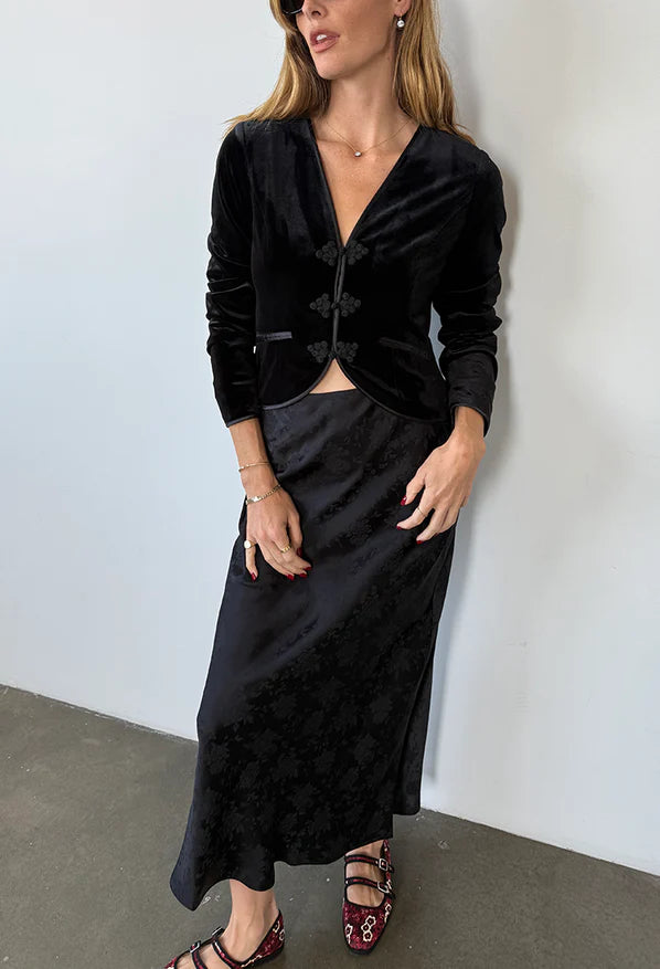Concetta Black Jacquard Skirt