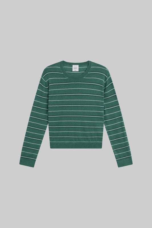 James Stripe Classic Crew- Basil Stripe
