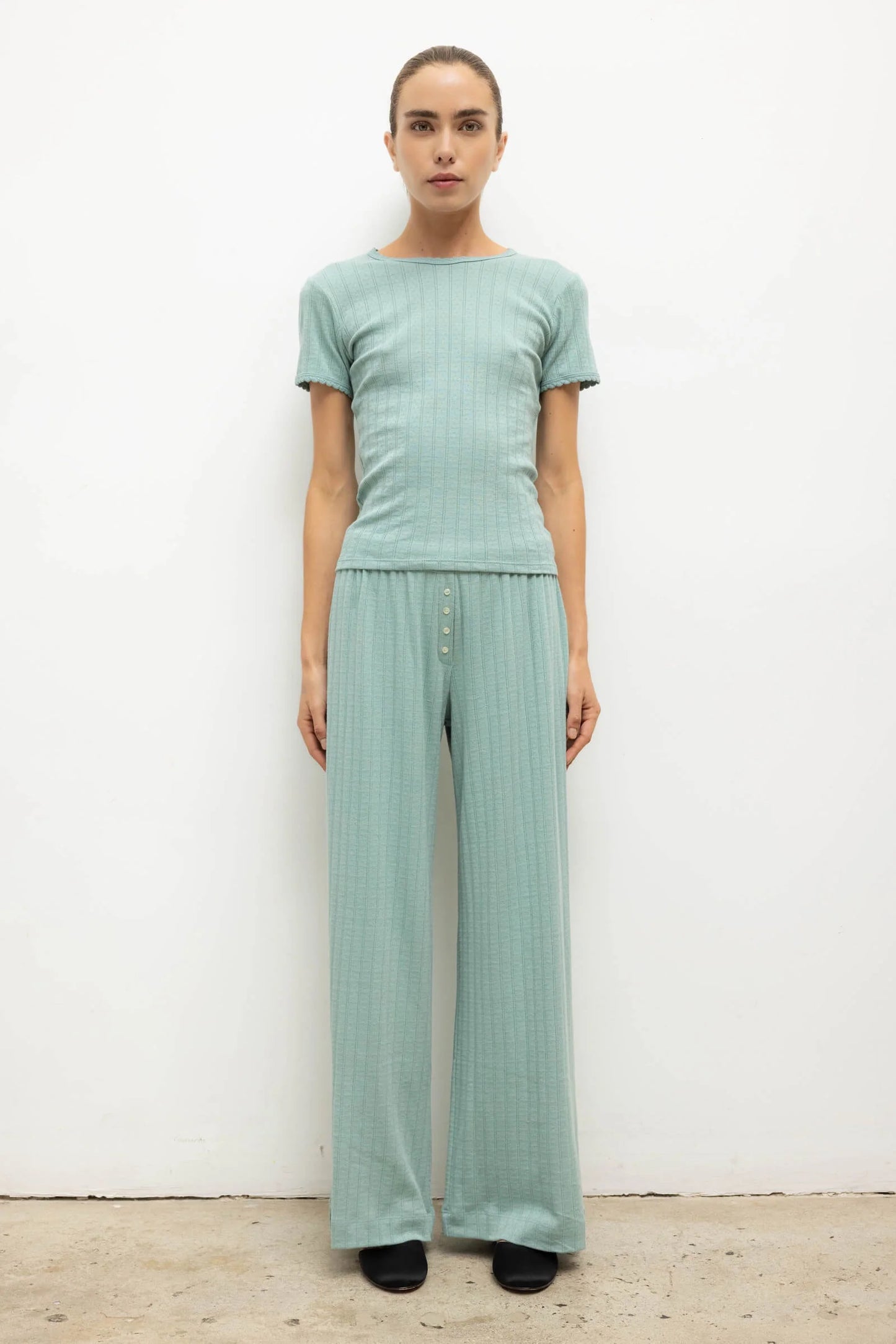 Pointelle Boxer Pant- Eucalyptus