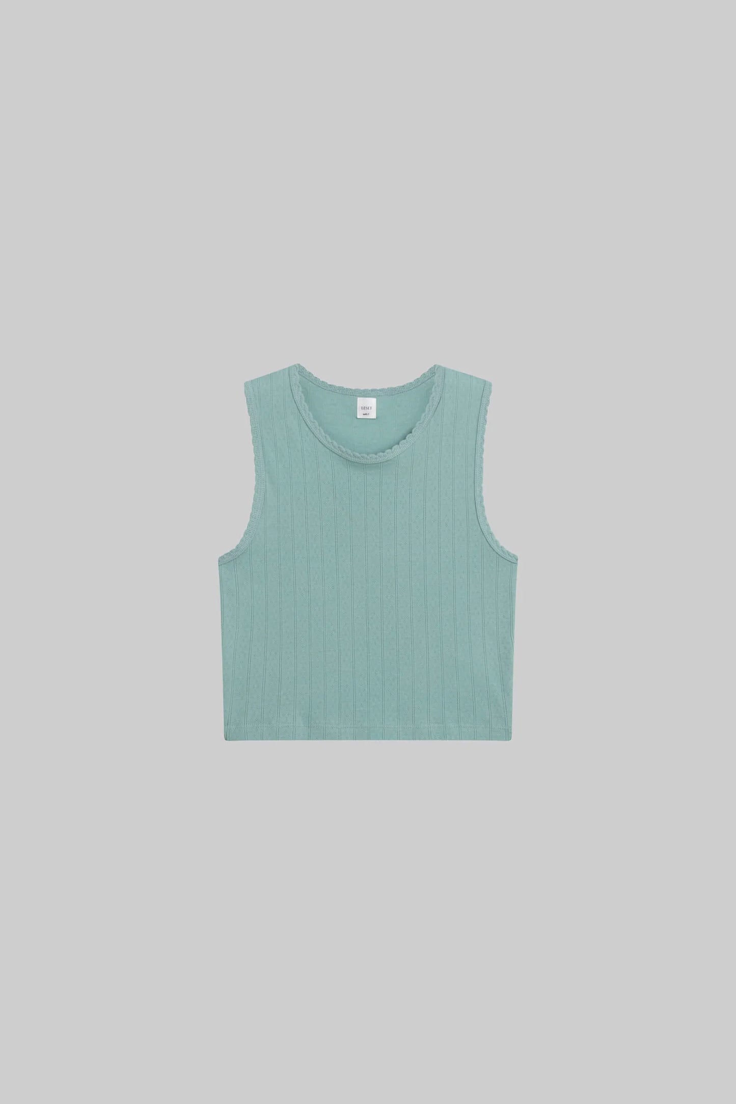 Pointelle Sleeveless Crew-Eucalyptus