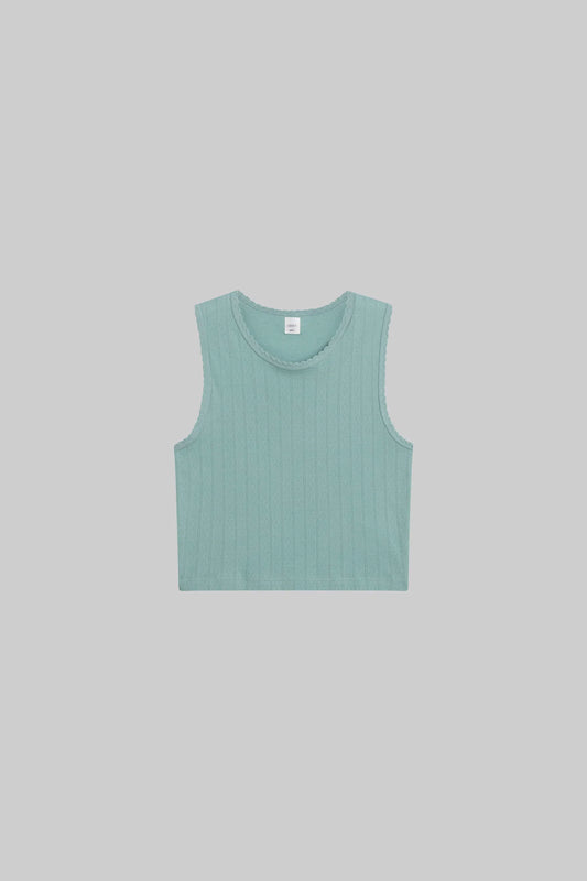 Pointelle Sleeveless Crew-Eucalyptus