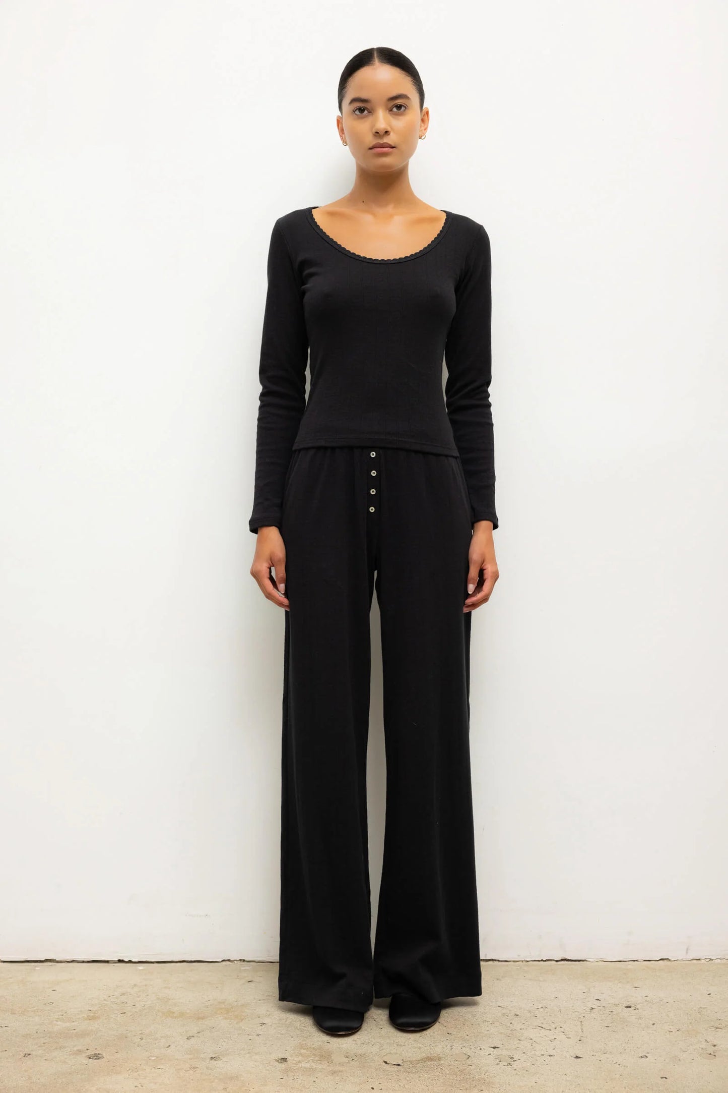 Pointelle Boxer Pant - Black