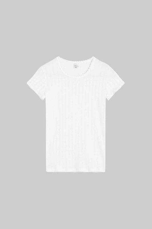 Pointelle Slim Fit Tee - White