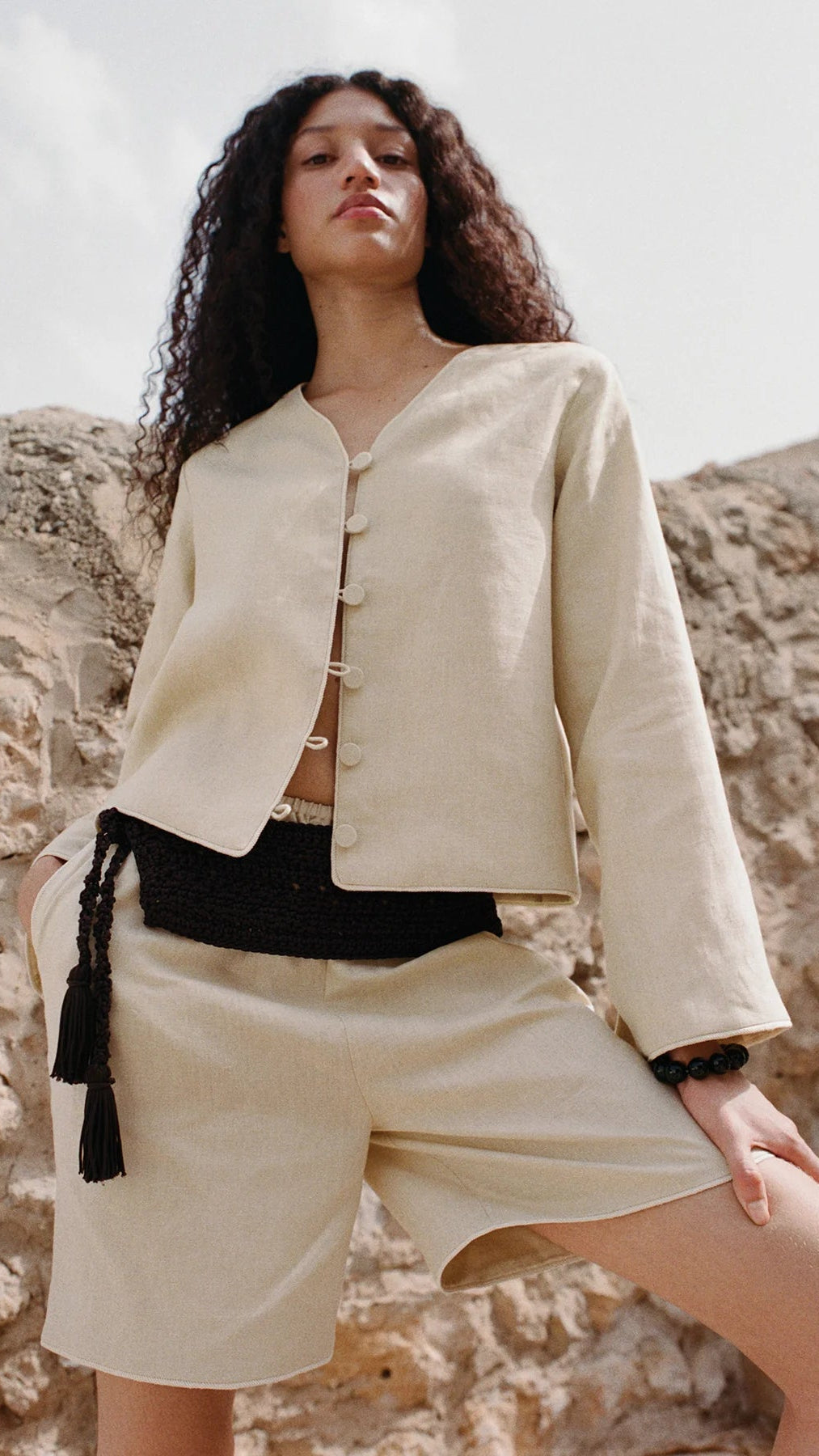 Lucia Long Sleeve Blouse - Biscotti