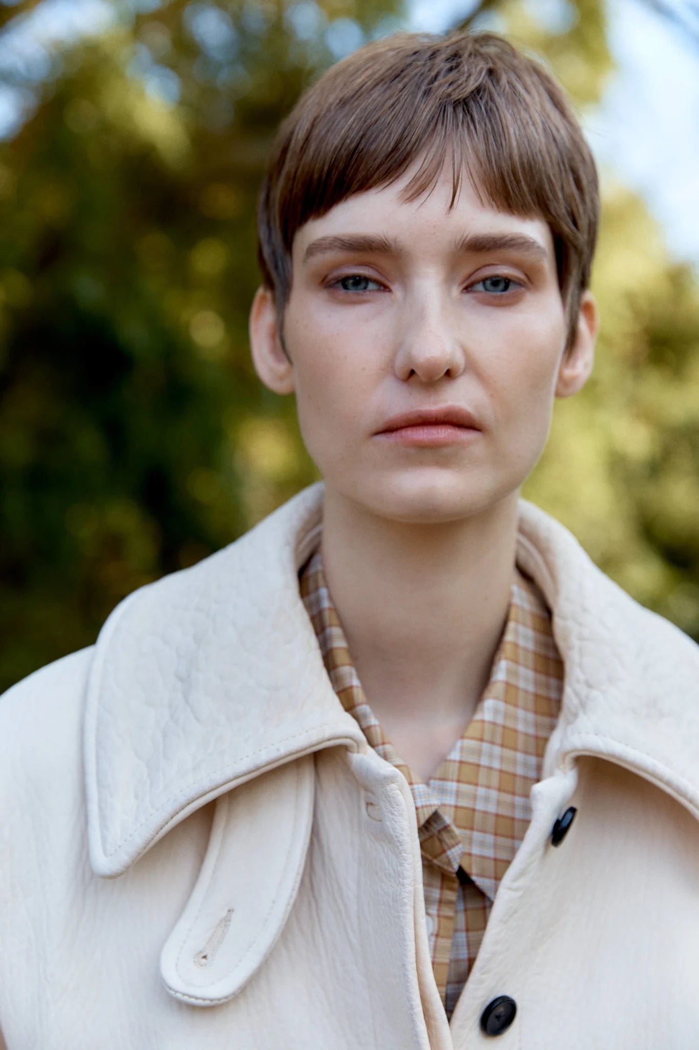Stretch Wrinkle Leather Nara Jacket - Ivory