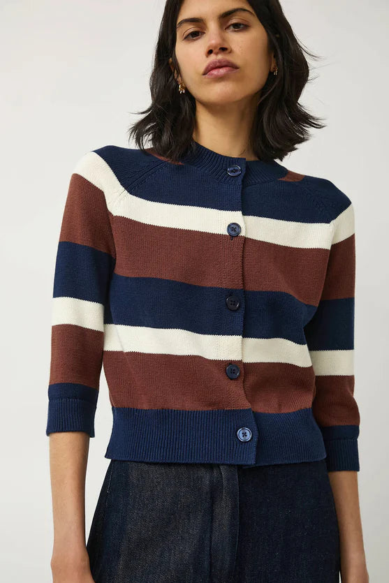 Colette Cardi in Navy and Brown Stripe
