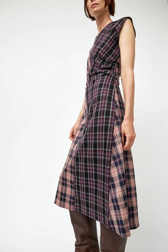 Rochelle Dress in Plum and Pink Plaid