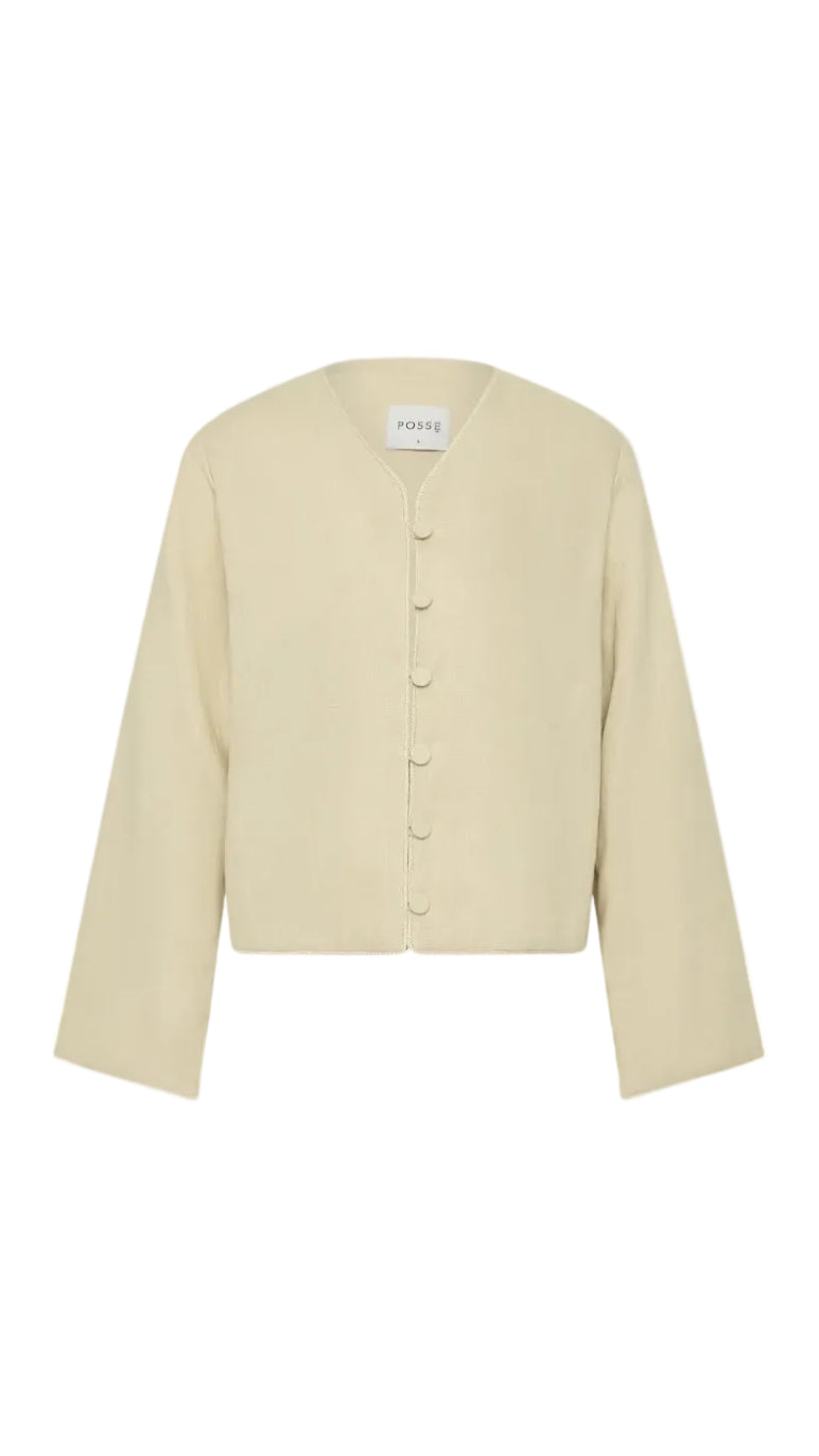 Lucia Long Sleeve Blouse - Biscotti