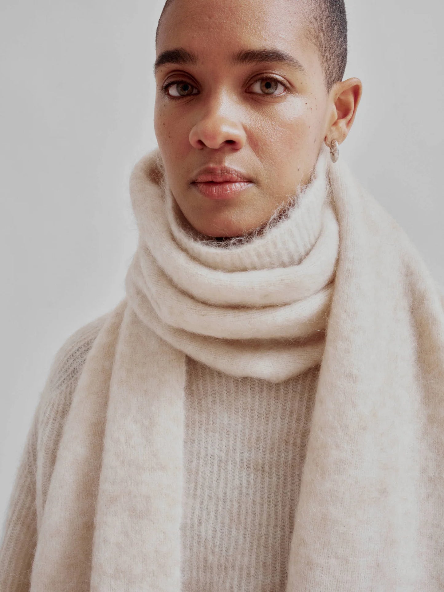 Brushed Mohair Scarf in Wheat