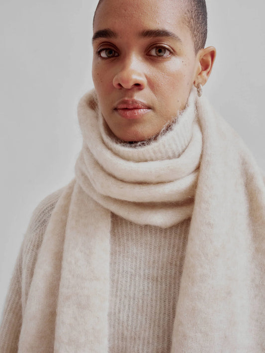 Brushed Mohair Scarf in Wheat
