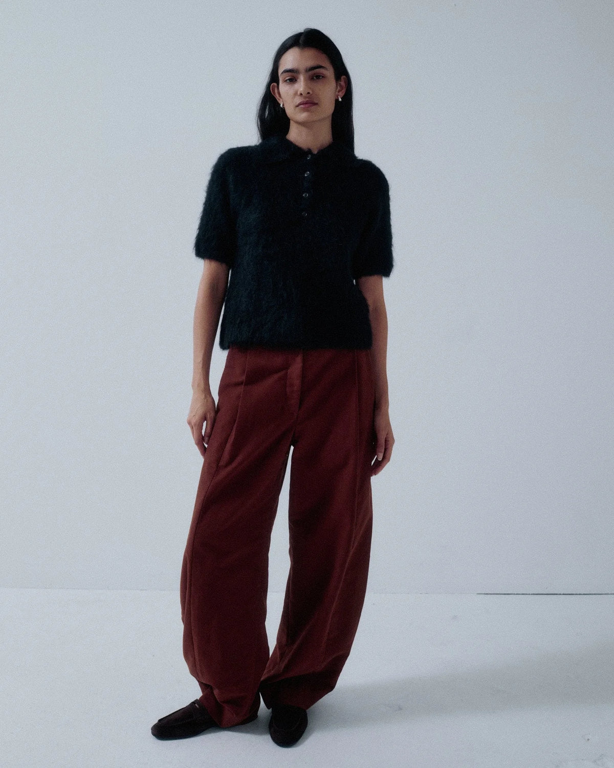 Compact Knit Polo in Black
