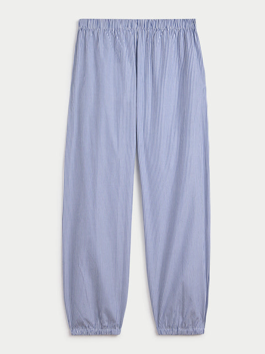 Delos Pants in Cotton Poplin - Navy Stripe
