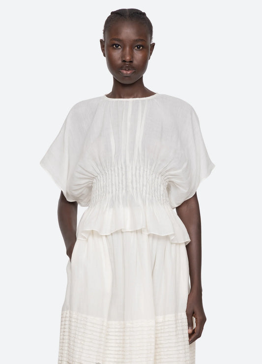 VIOLET S/SLV TOP - Cream