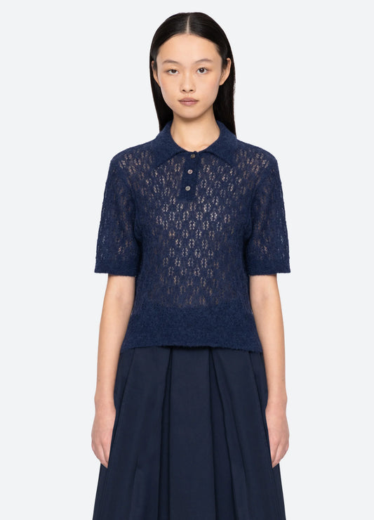 TEAGAN KNIT S/SLV SWEATER - Navy