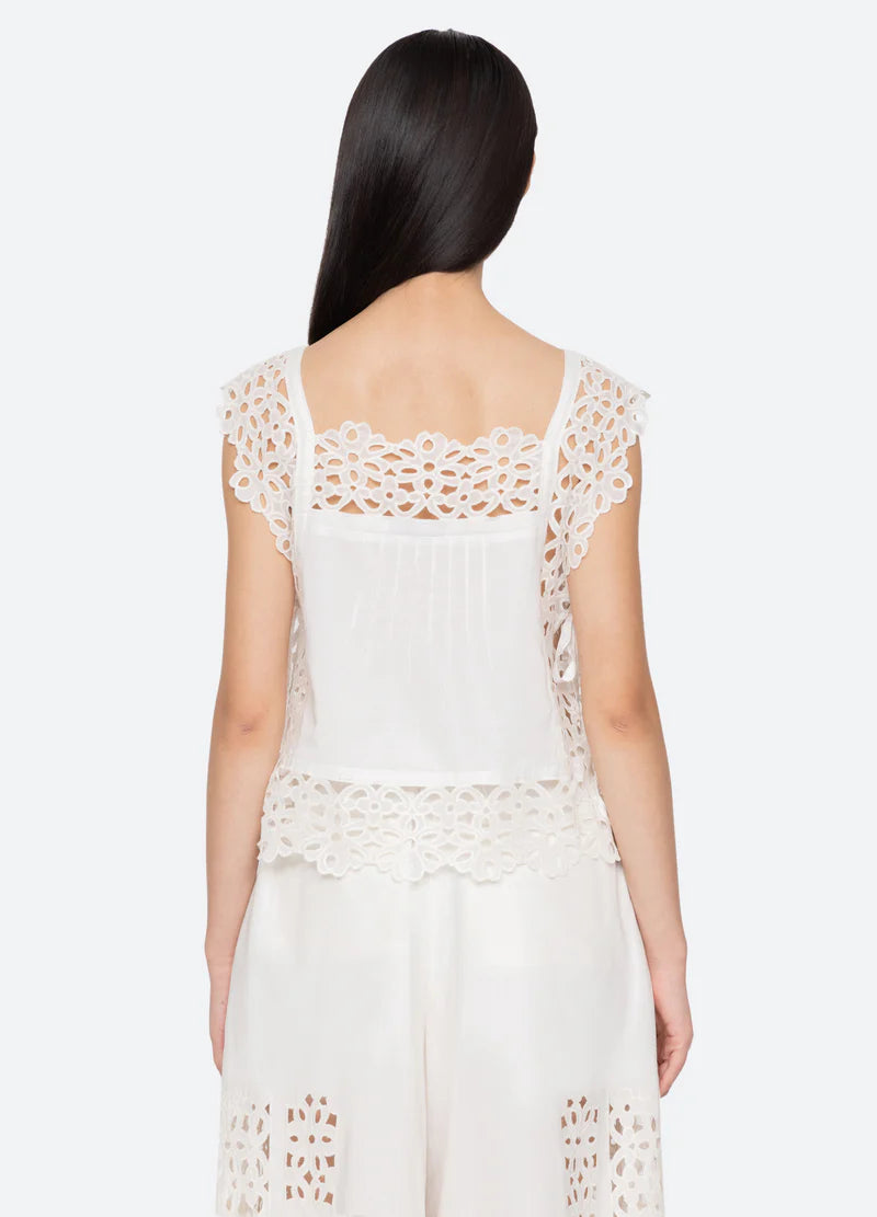 Leila Eyelet Top - White