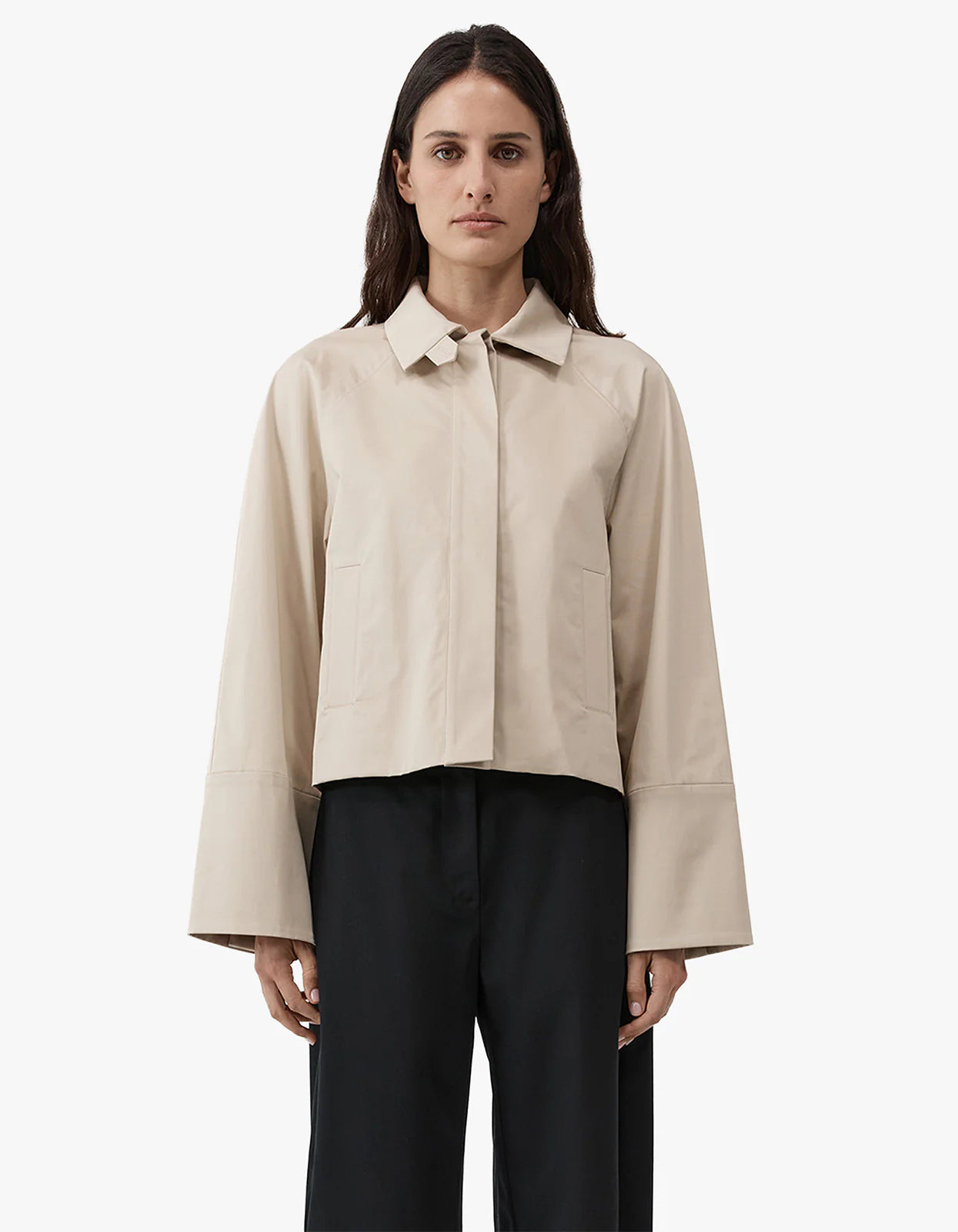 Cropped Cotton Shirt Jacket