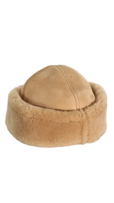 SUEDE BACK CURLY HAIR CAP (Tan)
