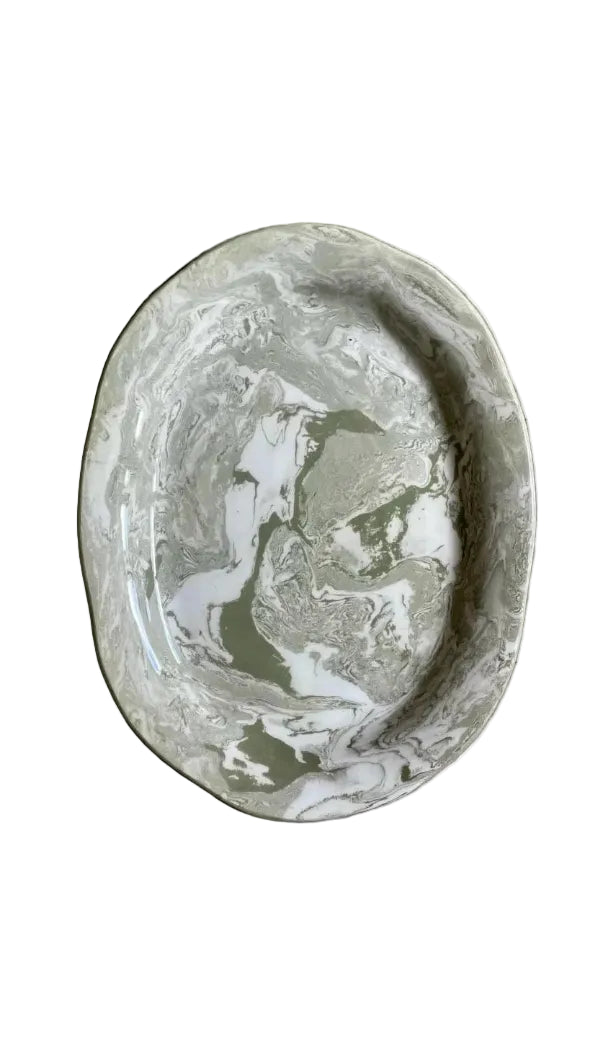 Ceramic Marblelized platter IBIZA GREEN