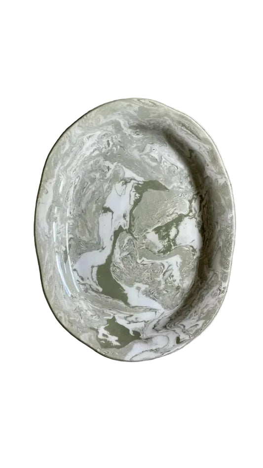 Ceramic Marblelized platter IBIZA GREEN